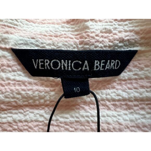 VERONICA BEARD WOMENS SIZE 10 AVELLA STRIPED MINI DAY DRESS PINK WHITE TINY FLAW - Picture 5 of 13